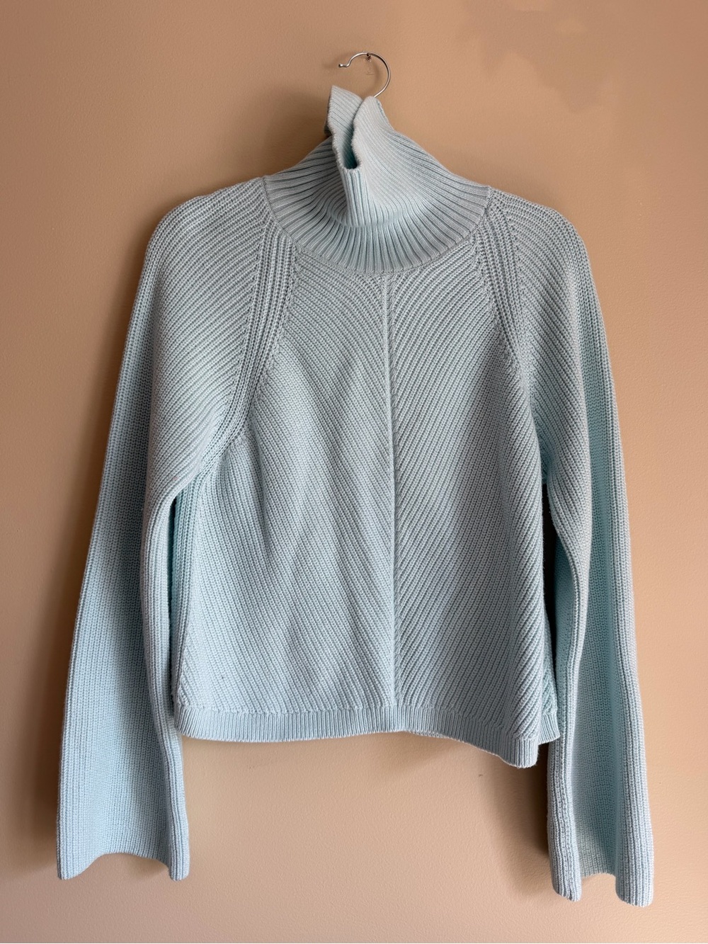 Maeve Pale Blue Ribbed Turtleneck Sweater